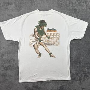 Vintage 90s Single Stitch Hawaiian Legacy Tee Shirt Oneita White Mens XL Crew Nk